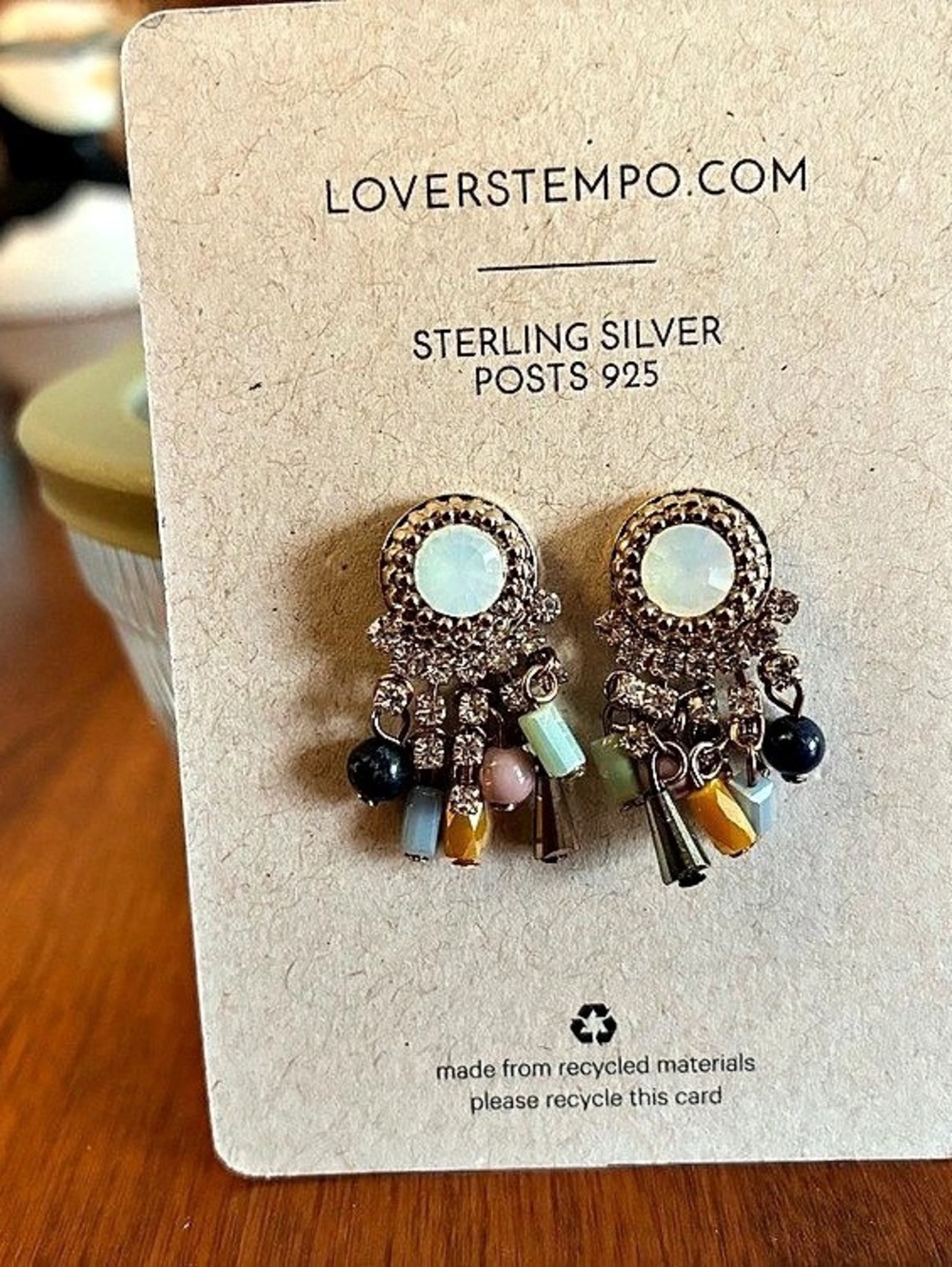 Lover's Tempo Corsage Post Earrings Gold & Blue